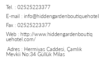 Hidden Garden Hotel iletiim bilgileri